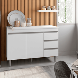 Balcão Gabinete de Pia para Cozinha sem Tampo 120cm Andréia Branco- Mabe Magazine - 1