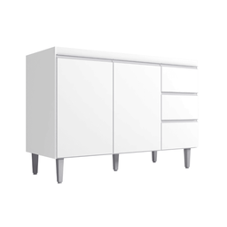 Balcão Gabinete de Pia para Cozinha sem Tampo 120cm Andréia Branco- Mabe Magazine - 4