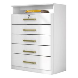 Comoda 5 Gavetas Triunfo - Nanda Decor:branco - 13