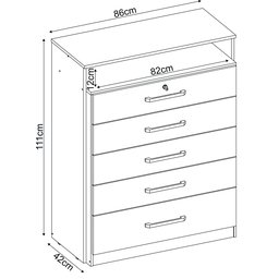 Comoda 5 Gavetas Triunfo - Nanda Decor:branco - 4