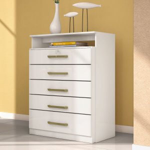 Comoda 5 Gavetas Triunfo - Nanda Decor:branco