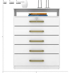 Comoda 5 Gavetas Triunfo - Nanda Decor:branco - 10