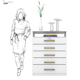 Comoda 5 Gavetas Triunfo - Nanda Decor:branco - 9