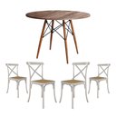 Ver imagem 1 de Conjunto de Mesa Eiffel Redondo Tampo de Madeira 110cm Amêndoa com 4 Cadeiras Katrina Brancao