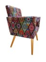 Ver imagem 2 de Poltrona Decorativa Nina Suede Mandala Vermelho Pés Madeira Ms Decor
