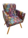Ver imagem 1 de Poltrona Decorativa Nina Suede Mandala Vermelho Pés Madeira Ms Decor