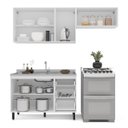 Ver imagem 4 de Cozinha Amara 3 Peças 200x224,5cm Armários Aéreos Balcão 2 Portas 3 Gavetas Branco 250075