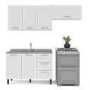 Ver imagem 2 de Cozinha Amara 3 Peças 200x224,5cm Armários Aéreos Balcão 2 Portas 3 Gavetas Branco 250075