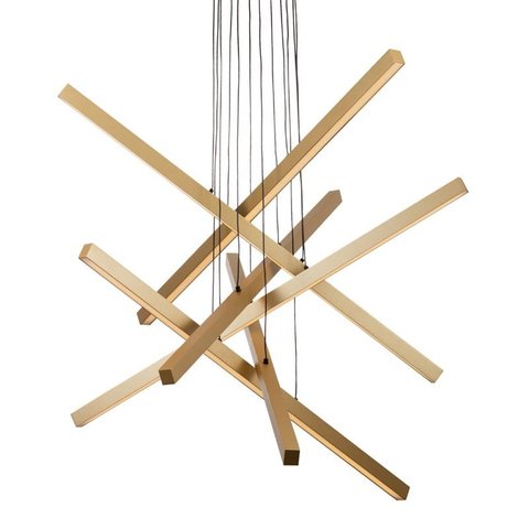 Lustre Pendente Newline Fit LED 716 Bivolt - Dourado 3000K Luz Amarela