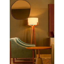 Luminária Abajur de Chão Viena Desmontável em Madeira para Sala - 2