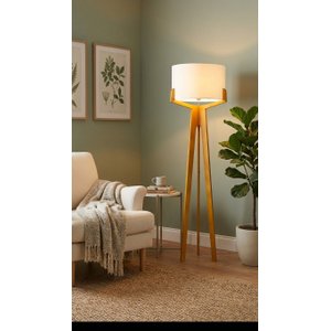 Luminária Abajur de Chão Viena Desmontável em Madeira para Sala