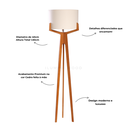 Ver imagem 5 de Luminária Abajur de Chão Viena Desmontável em Madeira para Sala