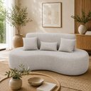 Ver imagem 1 de Sofá 2 Lugares Orgânico Curvo Sala de Estar Living 153 x 80 Pequeno com 3 Almofadas Casa Lar