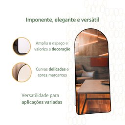 Espelho Grande Oval Base Reta com Moldura Metal Corpo Inteiro 170 X 70 Cm C/suporte de Chão - 5