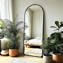 Espelho Grande Oval Base Reta com Moldura Alumínio Corpo Inteiro 170 X 70 Cm C/suporte de Chão - 3