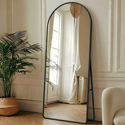 Espelho Grande Oval Base Reta com Moldura Alumínio Corpo Inteiro 170 X 70 Cm C/suporte de Chão - 11