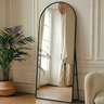 Espelho Grande Oval Base Reta com Moldura Alumínio Corpo Inteiro 170 X 70 Cm C/suporte de Chão - 11
