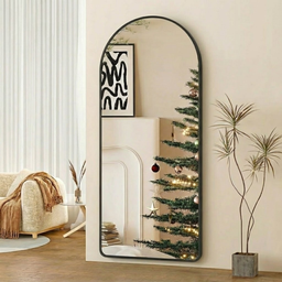 Espelho Grande Oval Base Reta com Moldura Alumínio Corpo Inteiro 170 X 70 Cm C/suporte de Chão - 13