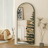 Espelho Grande Oval Base Reta com Moldura Alumínio Corpo Inteiro 170 X 70 Cm C/suporte de Chão - 13