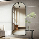 Ver imagem 2 de Espelho Grande Oval Base Reta com Moldura Alumínio Corpo Inteiro 170 X 70 Cm C/suporte de Chão