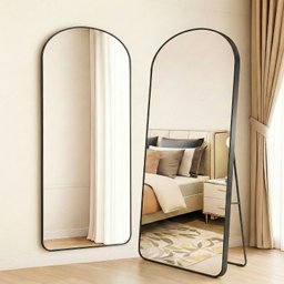 Espelho Grande Oval Base Reta com Moldura Alumínio Corpo Inteiro 170 X 70 Cm C/suporte de Chão - 9