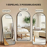 Espelho Grande Oval Base Reta com Moldura Alumínio Corpo Inteiro 170 X 70 Cm C/suporte de Chão - 8