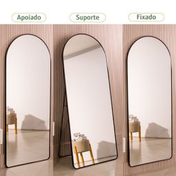 Espelho Grande Oval Base Reta com Moldura Metal Corpo Inteiro 170 X 70 Cm C/suporte de Chão - 8