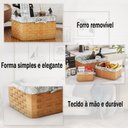 Ver imagem 3 de Cesto Organizador com Forro em Tecido Kit 3 Peças Retangular