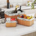 Ver imagem 1 de Cesto Organizador com Forro em Tecido Kit 3 Peças Retangular