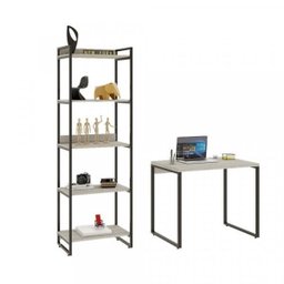 Kit Industrial 2 Peças com 1 Escrivaninha 90cm e 1 Estante  60cm 5 Prateleir - 7