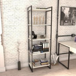 Kit Industrial 2 Peças com 1 Escrivaninha 90cm e 1 Estante  60cm 5 Prateleir - 9