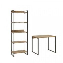 Kit Industrial 2 Peças com 1 Escrivaninha 90cm e 1 Estante  60cm 5 Prateleir - 6
