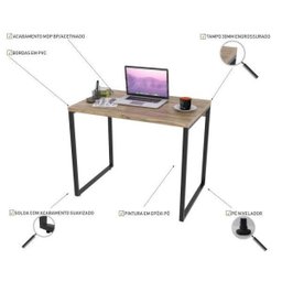 Kit Industrial 2 Peças com 1 Escrivaninha 90cm e 1 Estante  60cm 5 Prateleir - 10