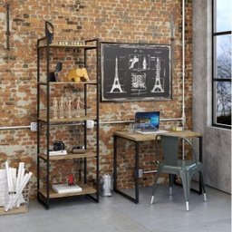 Kit Industrial 2 Peças com 1 Escrivaninha 90cm e 1 Estante  60cm 5 Prateleir - 1