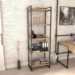 Kit Industrial 2 Peças com 1 Escrivaninha 90cm e 1 Estante  60cm 5 Prateleir - 8