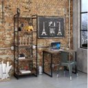 Ver imagem 1 de Conjunto Industrial 2 Peças com 1 Escrivaninha 90cm e 1 Estante 60cm 5 Prateleir Marrom