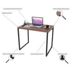 Kit Industrial 2 Peças com 1 Escrivaninha 90cm e 1 Estante  60cm 5 Prateleir - 10