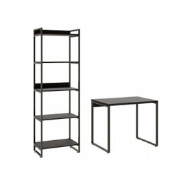 Kit Industrial 2 Peças com 1 Escrivaninha 90cm e 1 Estante  60cm 5 Prateleir - 6