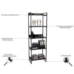 Kit Industrial 2 Peças com 1 Escrivaninha 90cm e 1 Estante  60cm 5 Prateleir - 10