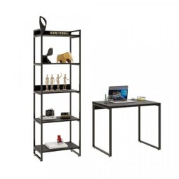Kit Industrial 2 Peças com 1 Escrivaninha 90cm e 1 Estante  60cm 5 Prateleir - 7
