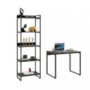 Ver imagem 7 de Conjunto Industrial 2 Peças com 1 Escrivaninha 90cm e 1 Estante 60cm 5 Prateleir Preto