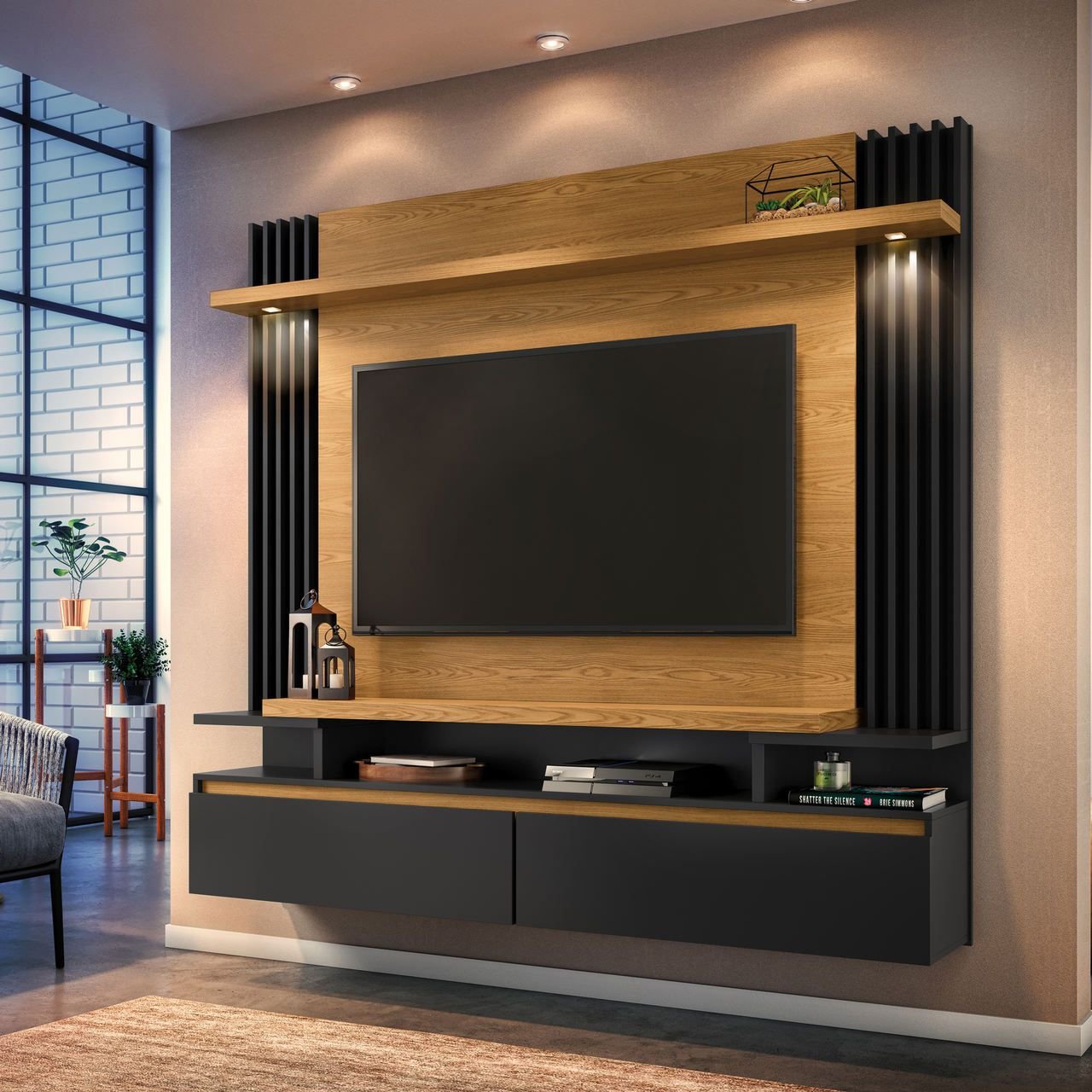 Painel Home Suspenso para Tv até 55 Polegadas Cosmo - Hb Móveis ...