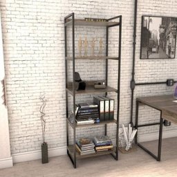 Kit Industrial 2 Peças com 1 Escrivaninha 90cm e 1 Estante  60cm 5 Prateleir - 7