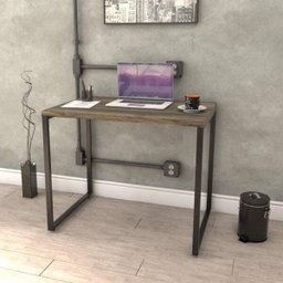Kit Industrial 2 Peças com 1 Escrivaninha 90cm e 1 Estante  60cm 5 Prateleir - 8