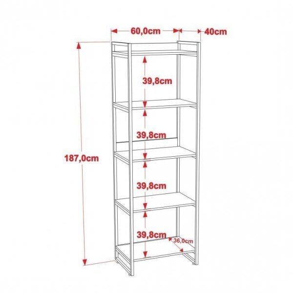 Escrivaninha 90cm com Estante 60cm 5 Prateleiras Industrial  Cravalho Dark - 2