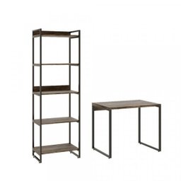 Kit Industrial 2 Peças com 1 Escrivaninha 90cm e 1 Estante  60cm 5 Prateleir - 6