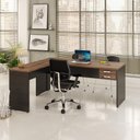 Ver imagem 1 de Mesa para Escritório em L 1,80x1,60m Tampo e Pés 30mm com Gaveta Nogal Compreto Ônix