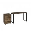 Ver imagem 6 de Escrivaninha Mesa Escritório Industrial 120cm com Gaveteiro 4 Gavetas Kuadra Carvalho Dark