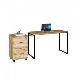Conjunto Home Office Industrial 2 Peças com 1 Escrivaninha 120cm e 1 Gaveteiro 4 Gavetas Kuadra - 7