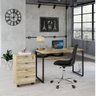 Conjunto Home Office Industrial 2 Peças com 1 Escrivaninha 120cm e 1 Gaveteiro 4 Gavetas Kuadra - 1